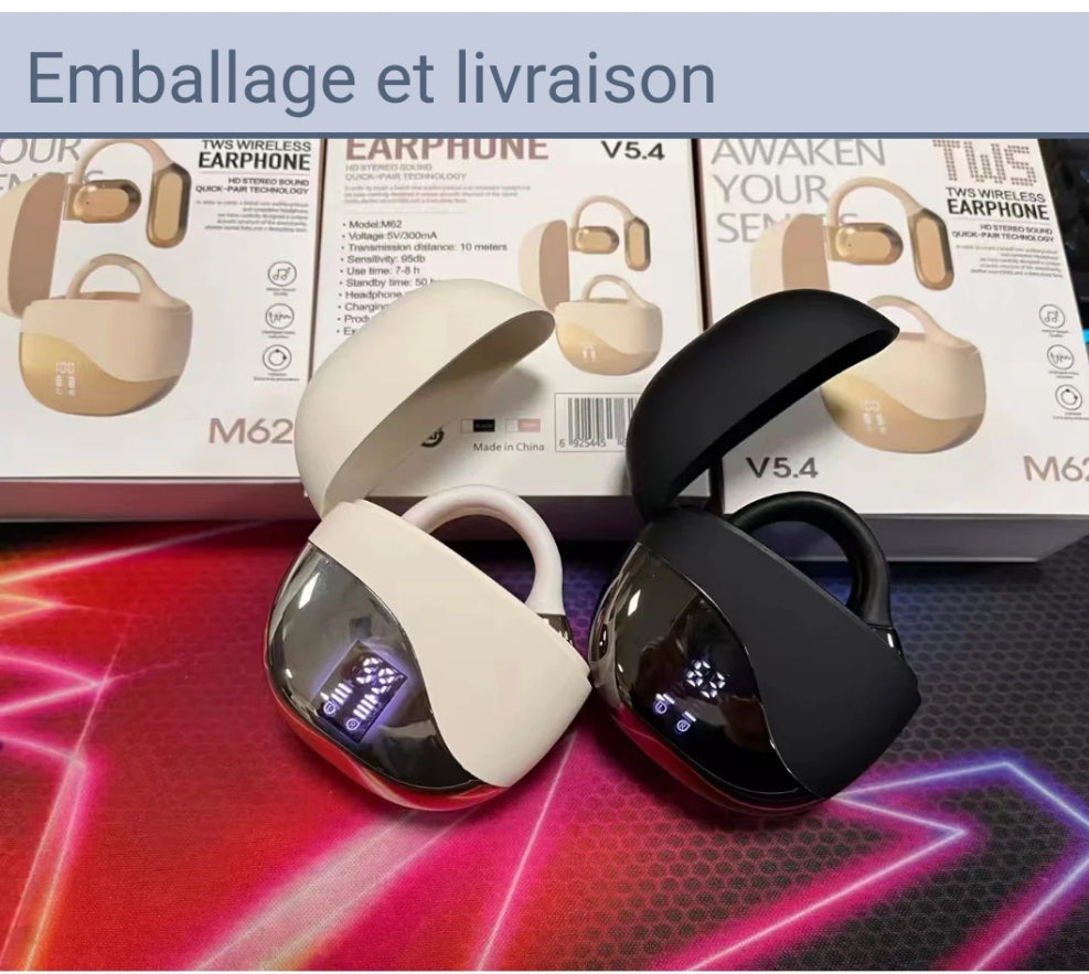M62 Casque sans fil Bluetoot TWS avec longue durée de vie de la batterie
