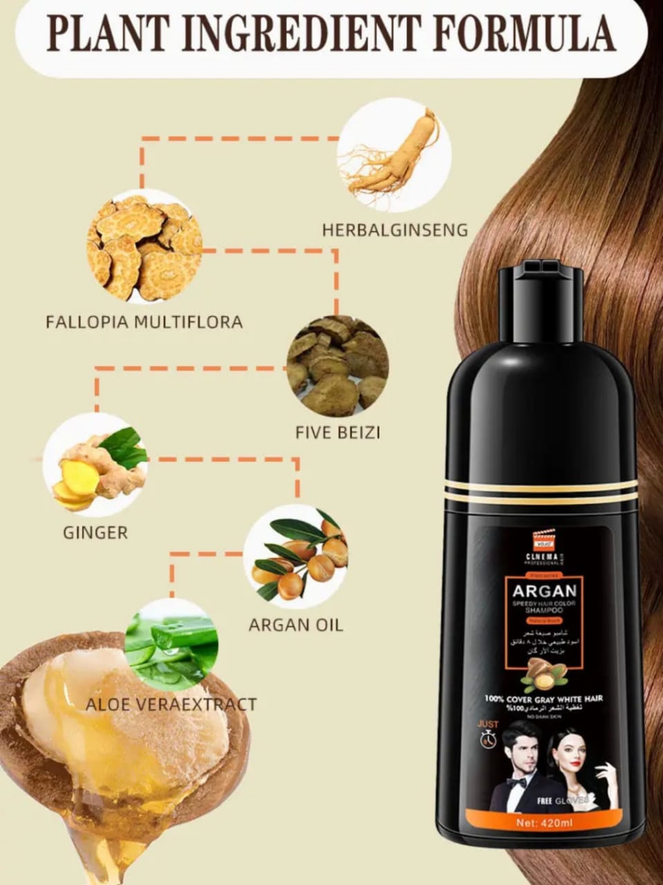 SHAMPOING NOIRCISSANT  A L' HUILE D'ARGAN