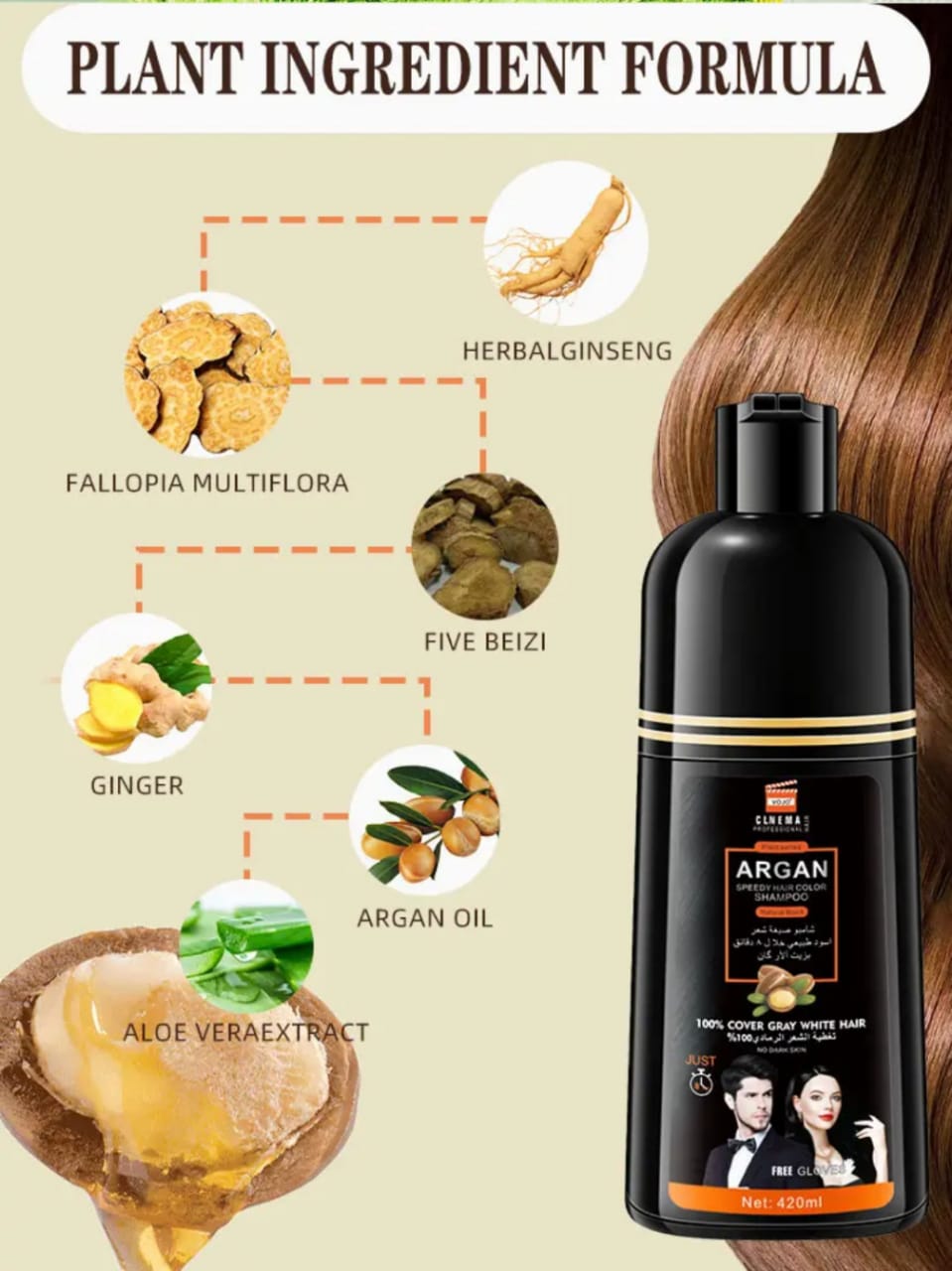 SHAMPOING NOIRCISSANT  A L' HUILE D'ARGAN