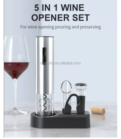 🍷 Coffret Électrique 4-en-1 pour Vin – Ouvre-Bouteille Rechargeable + Accessoires Premium
