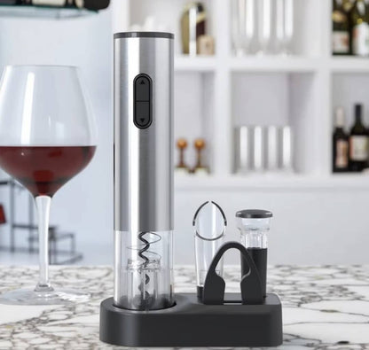 🍷 Coffret Électrique 4-en-1 pour Vin – Ouvre-Bouteille Rechargeable + Accessoires Premium