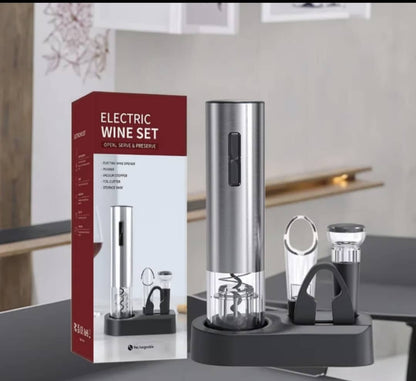 🍷 Coffret Électrique 4-en-1 pour Vin – Ouvre-Bouteille Rechargeable + Accessoires Premium
