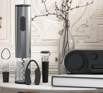 🍷 Coffret Électrique 4-en-1 pour Vin – Ouvre-Bouteille Rechargeable + Accessoires Premium