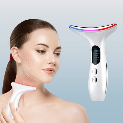 Appareil massage visage | LedTherapy™ | Appareil de massage facial, EMS, microcourant , 3 couleurs led, antirides et ridules