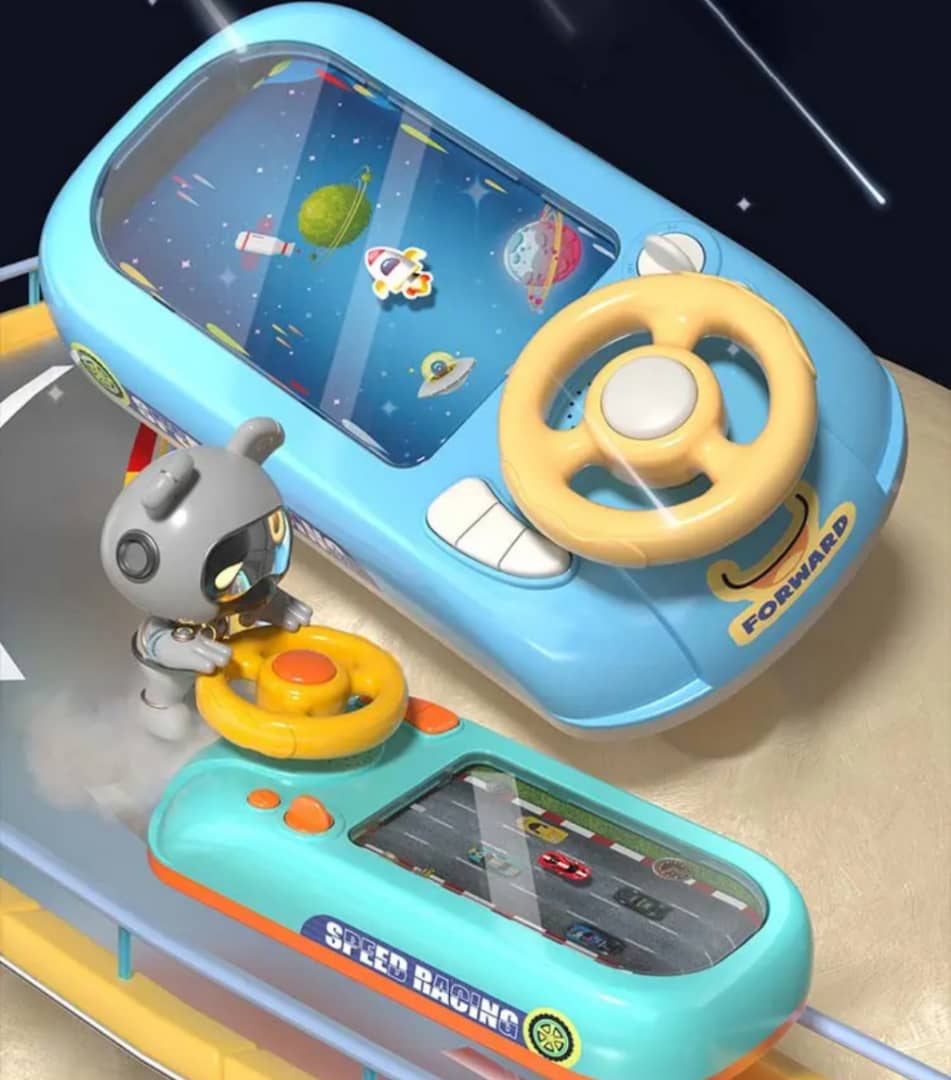 Jouet Voiture Électronique avec Volant & Mini Cars , jeu d'aventure électronique Musical, jouet interactif, cadeau pour enfants garçons et filles