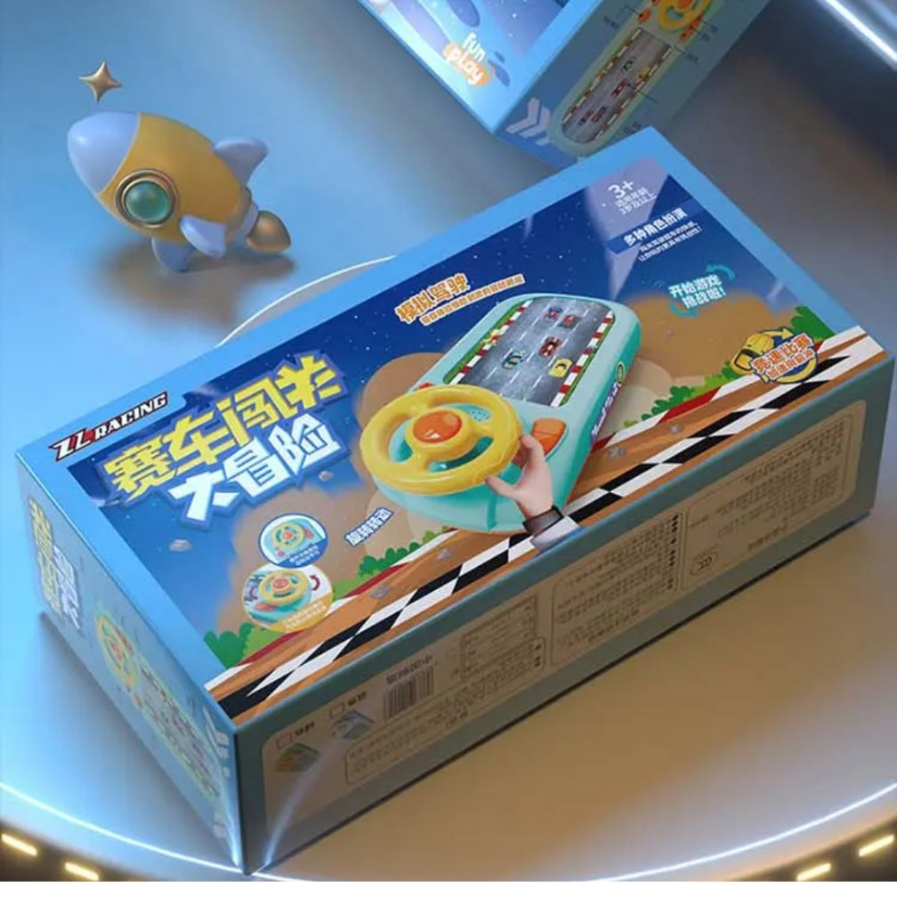 Jouet Voiture Électronique avec Volant & Mini Cars , jeu d'aventure électronique Musical, jouet interactif, cadeau pour enfants garçons et filles