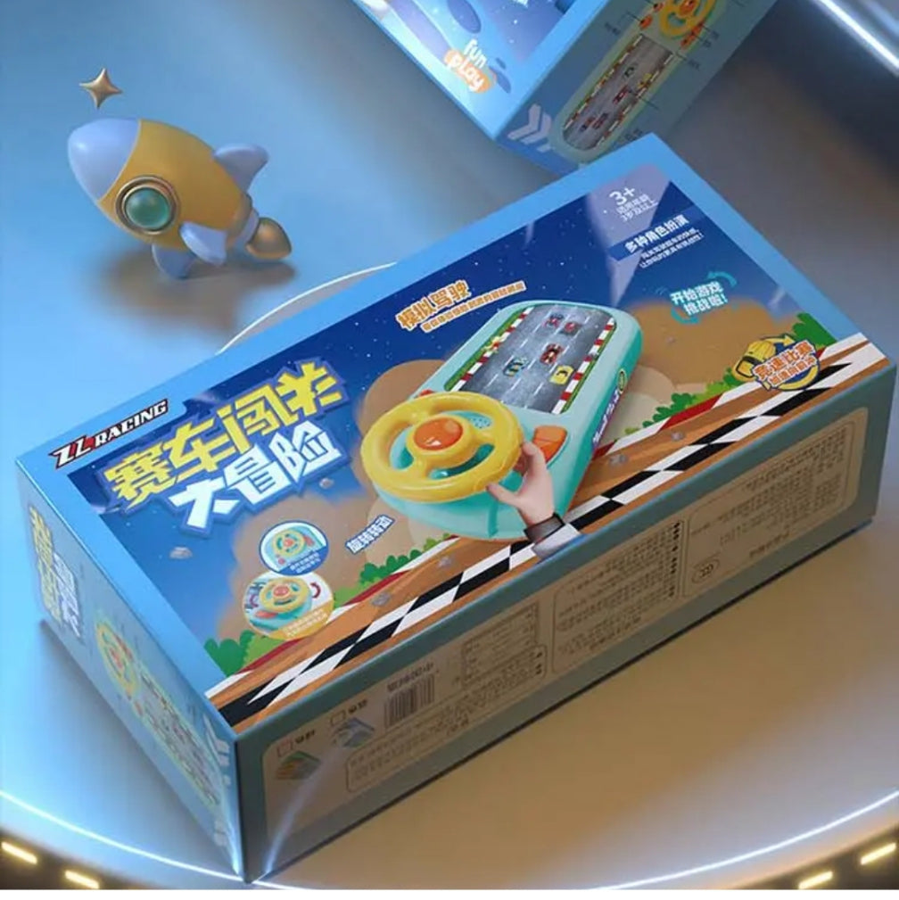 Jouet Voiture Électronique avec Volant & Mini Cars , jeu d'aventure électronique Musical, jouet interactif, cadeau pour enfants garçons et filles