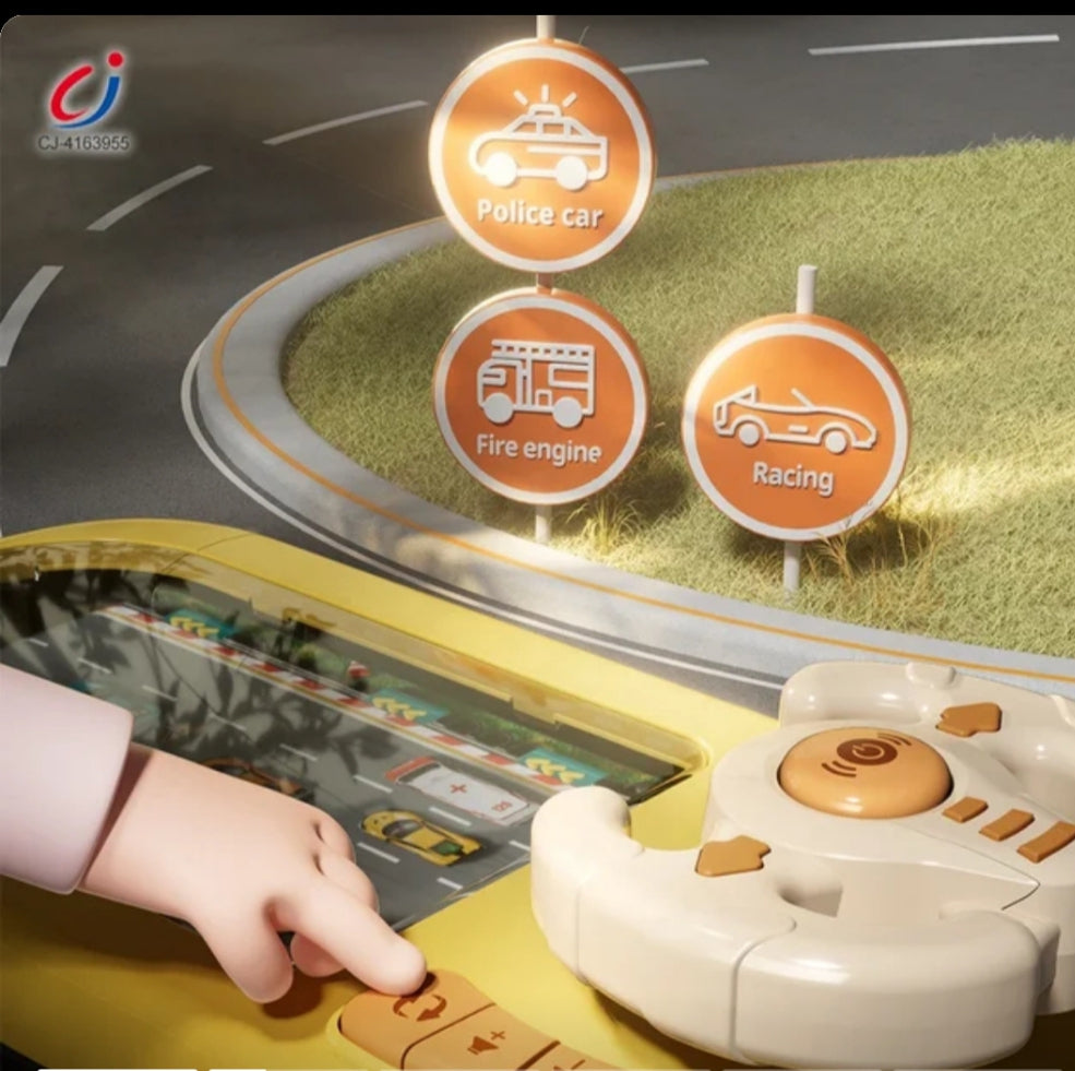 Jouet Voiture Électronique avec Volant & Mini Cars , jeu d'aventure électronique Musical, jouet interactif, cadeau pour enfants garçons et filles