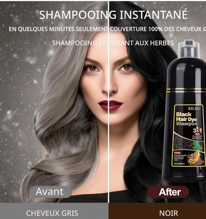 Shampoing colorant noir instantané MEIDU pour hommes et femmes 3 en 1, 500 ml