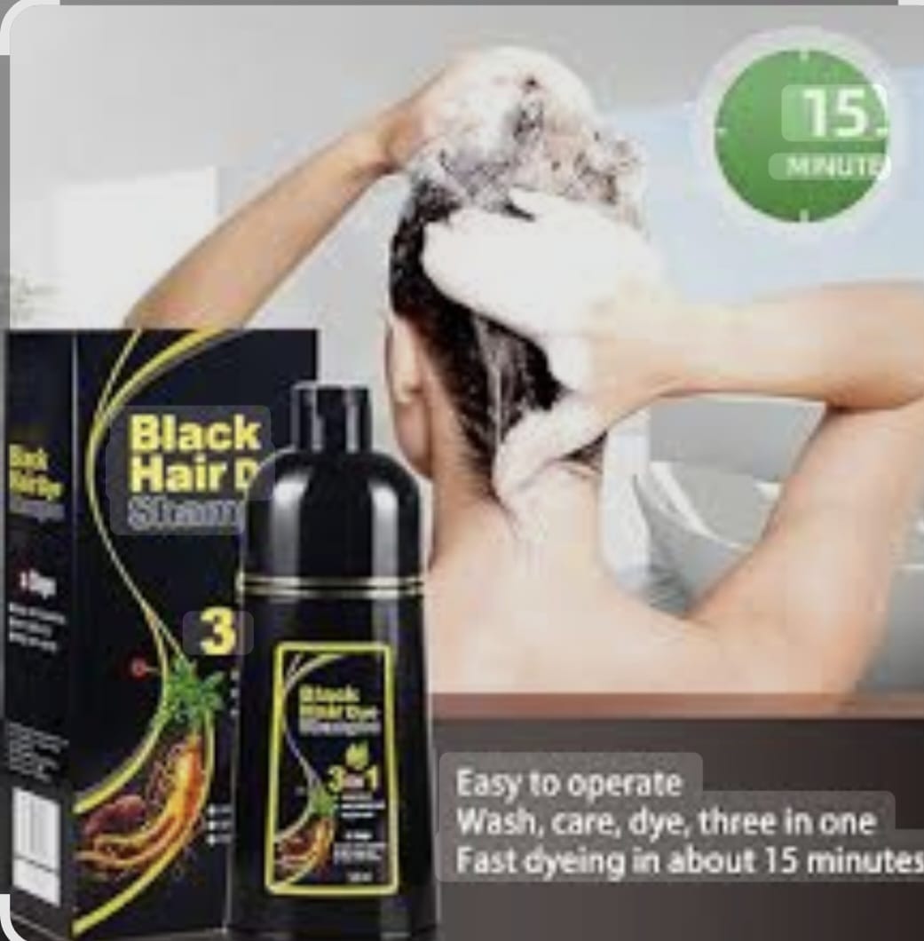 Shampoing colorant noir instantané MEIDU pour hommes et femmes 3 en 1, 500 ml