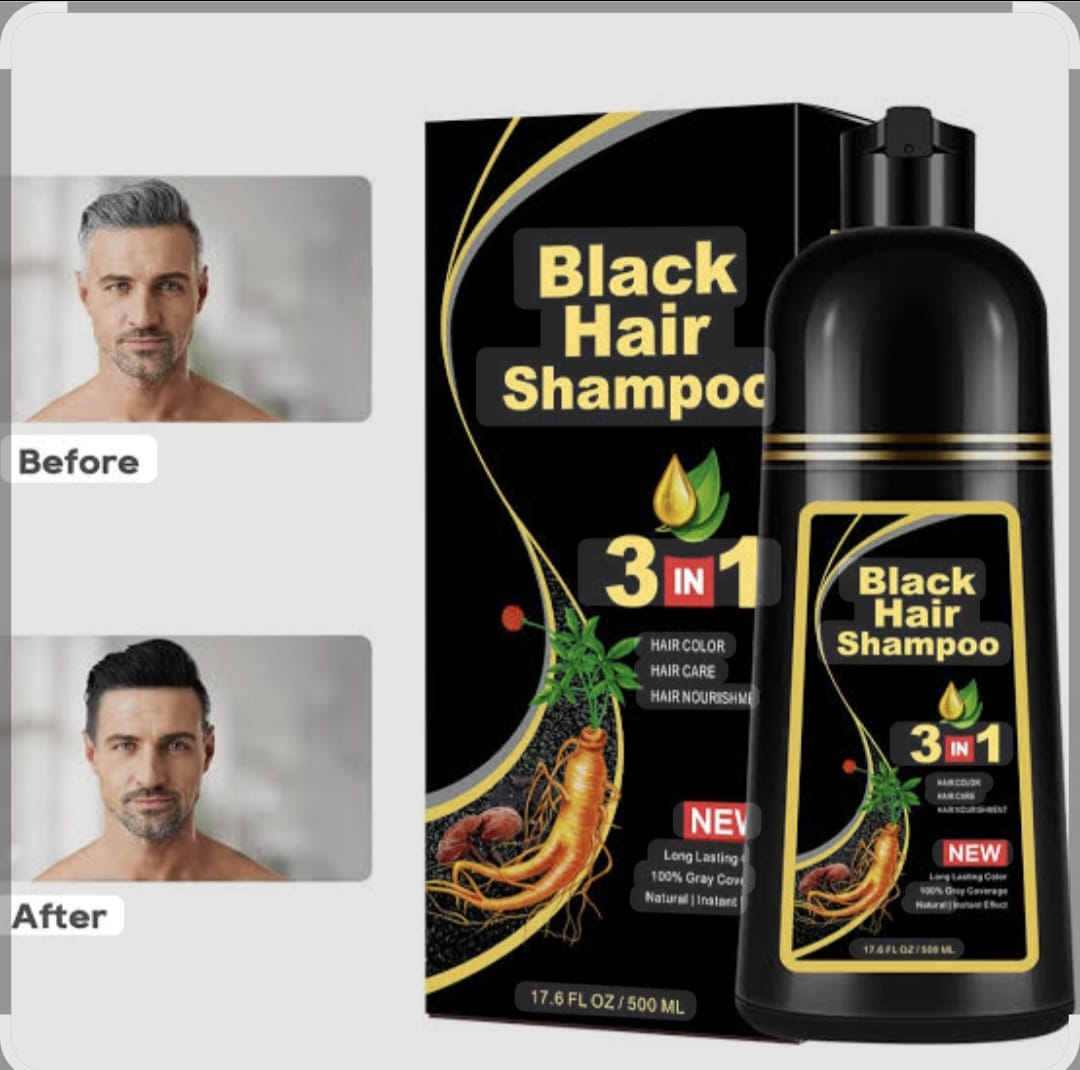 Shampoing colorant noir instantané MEIDU pour hommes et femmes 3 en 1, 500 ml