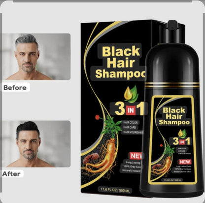 Shampoing colorant noir instantané MEIDU pour hommes et femmes 3 en 1, 500 ml