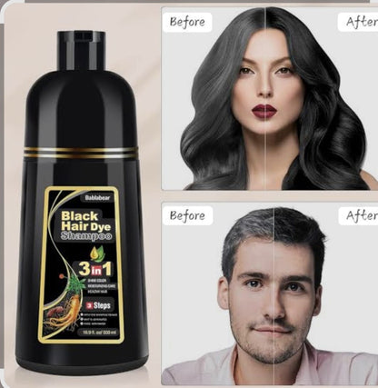 Shampoing colorant noir instantané MEIDU pour hommes et femmes 3 en 1, 500 ml