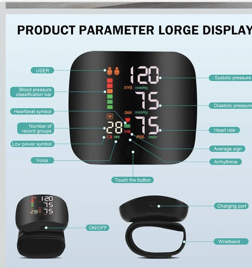 Tensiomètre Rechargeable de Poignet – Contrôlez Votre Tension Facilement à la Maison